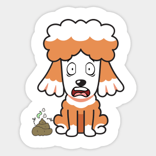 Funny poodle smells poo poo Sticker